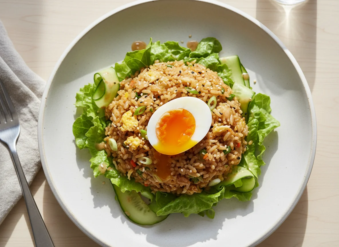 Fried Rice Salad with Soft-Boiled Egg photo