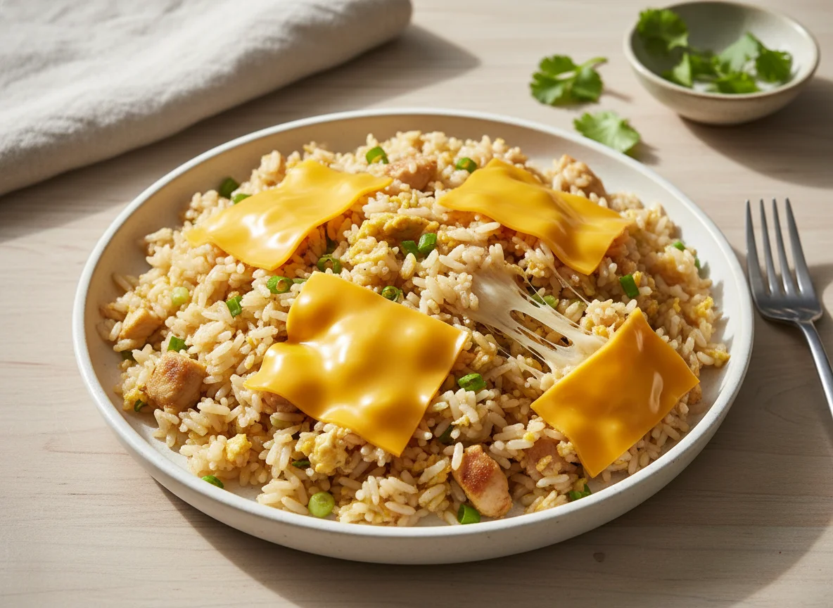 Fried Rice with Cheese Slices photo