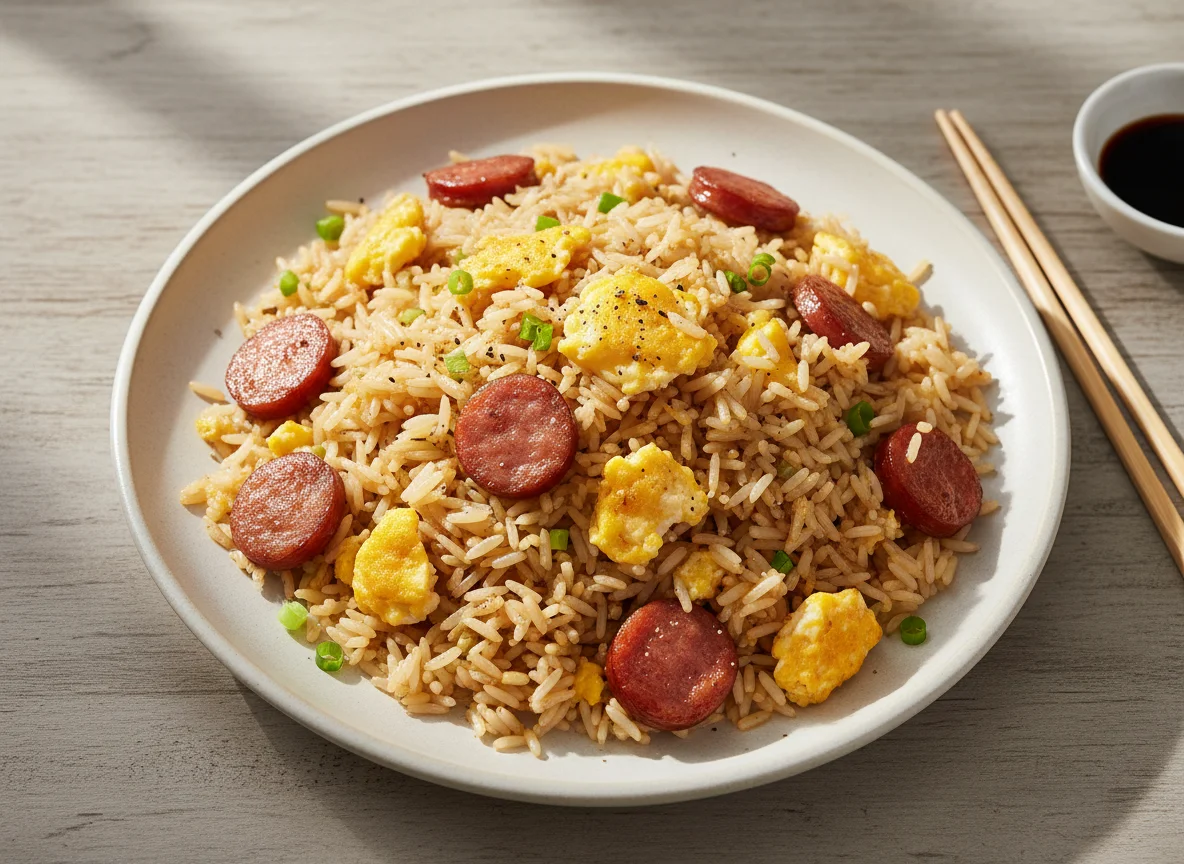 Fried Rice with Egg and Sausage photo