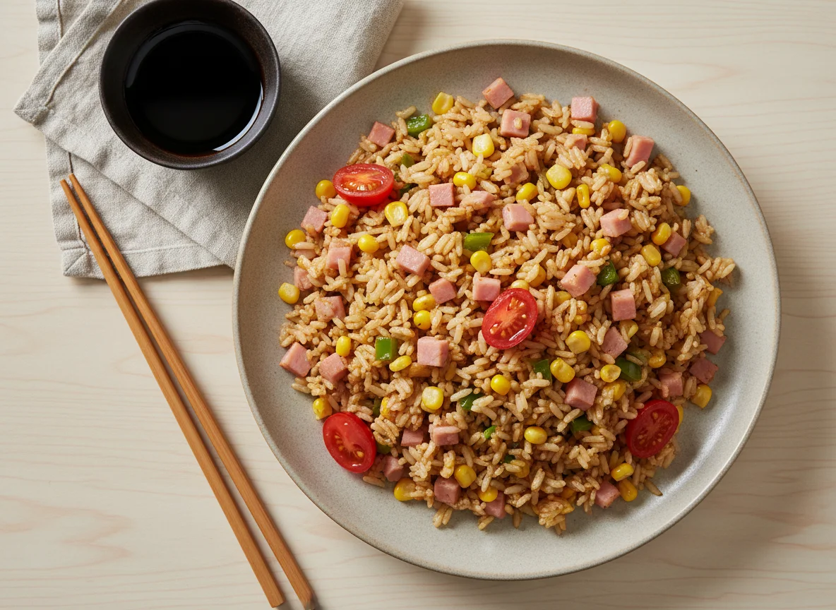 Fried Rice with Ham and Vegetables photo