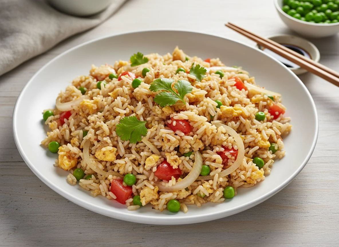 Fried Rice with Peas, Egg, and Vegetables photo