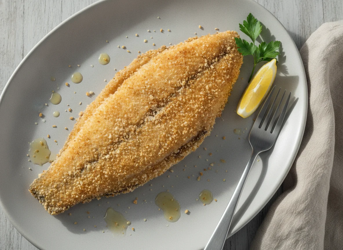Fried white fish in flour photo