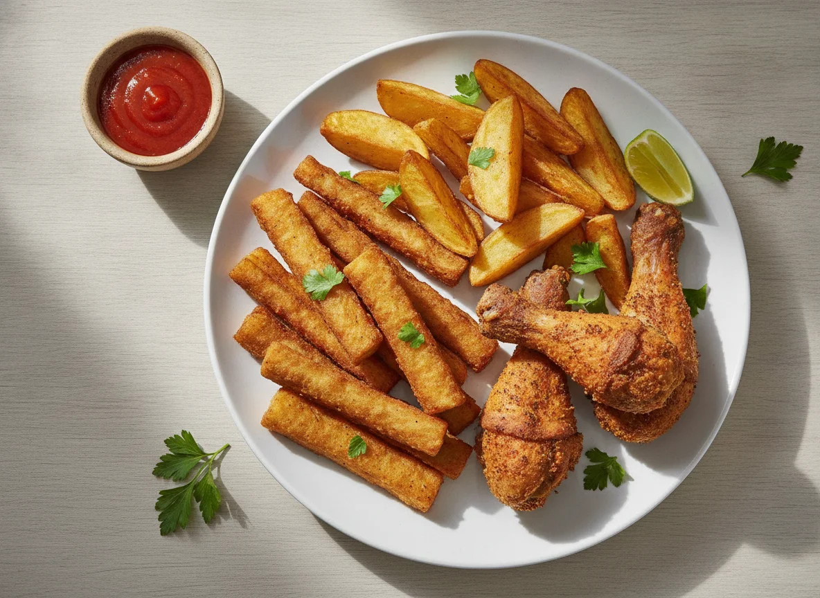 Fried Yam and Chicken photo