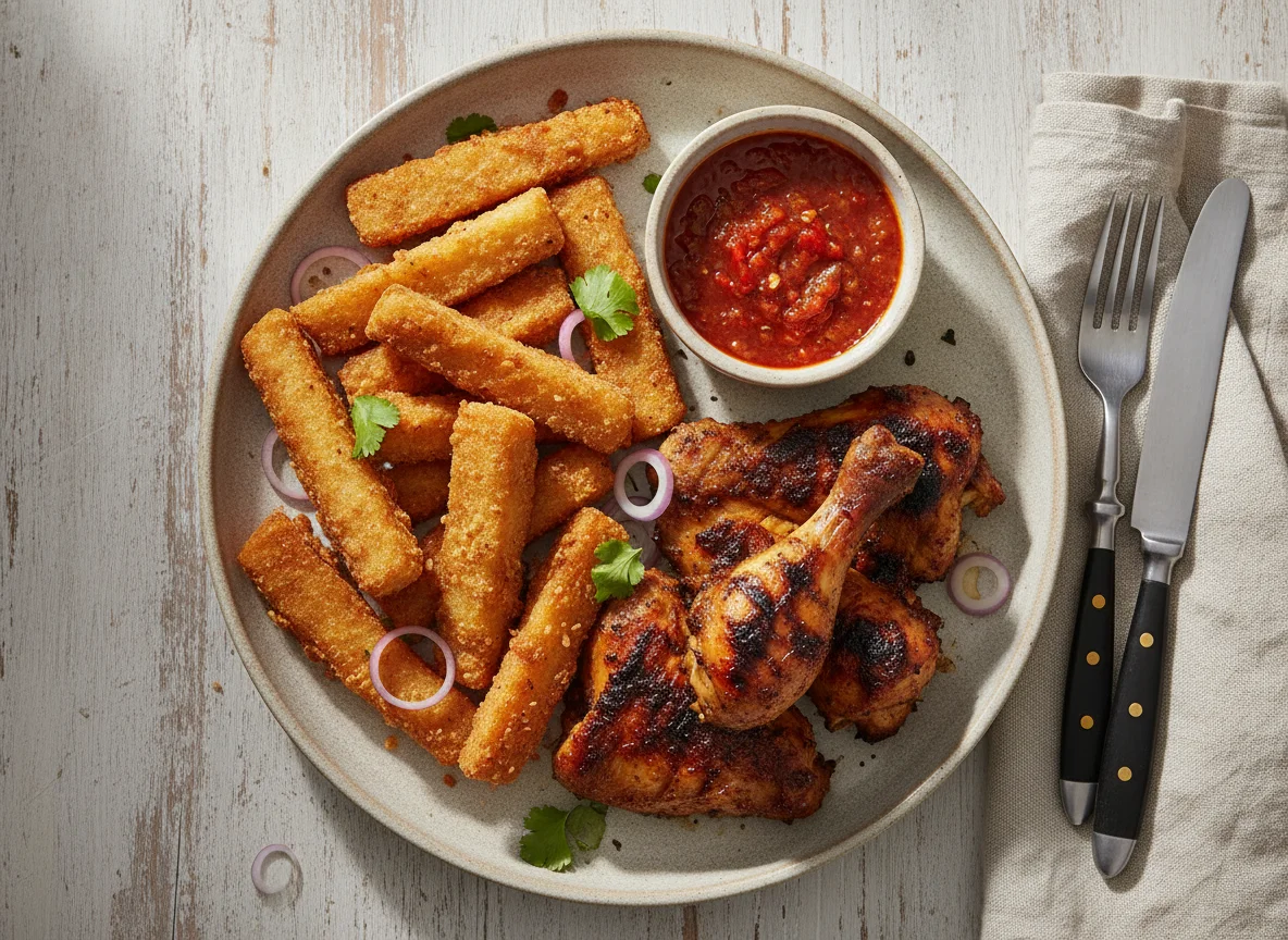 Fried Yam with Chicken Back and Pepper Sauce photo