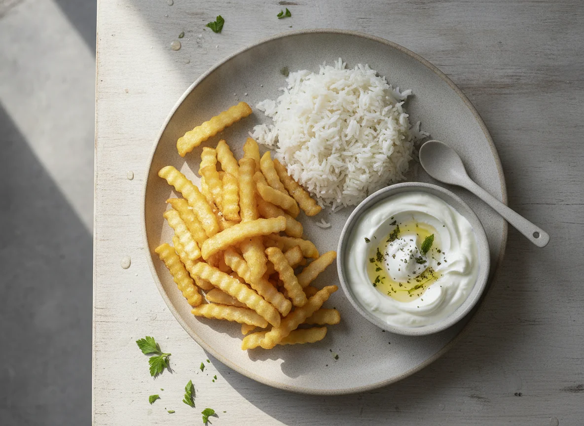 Fries, Rice and Yogurt Dip photo
