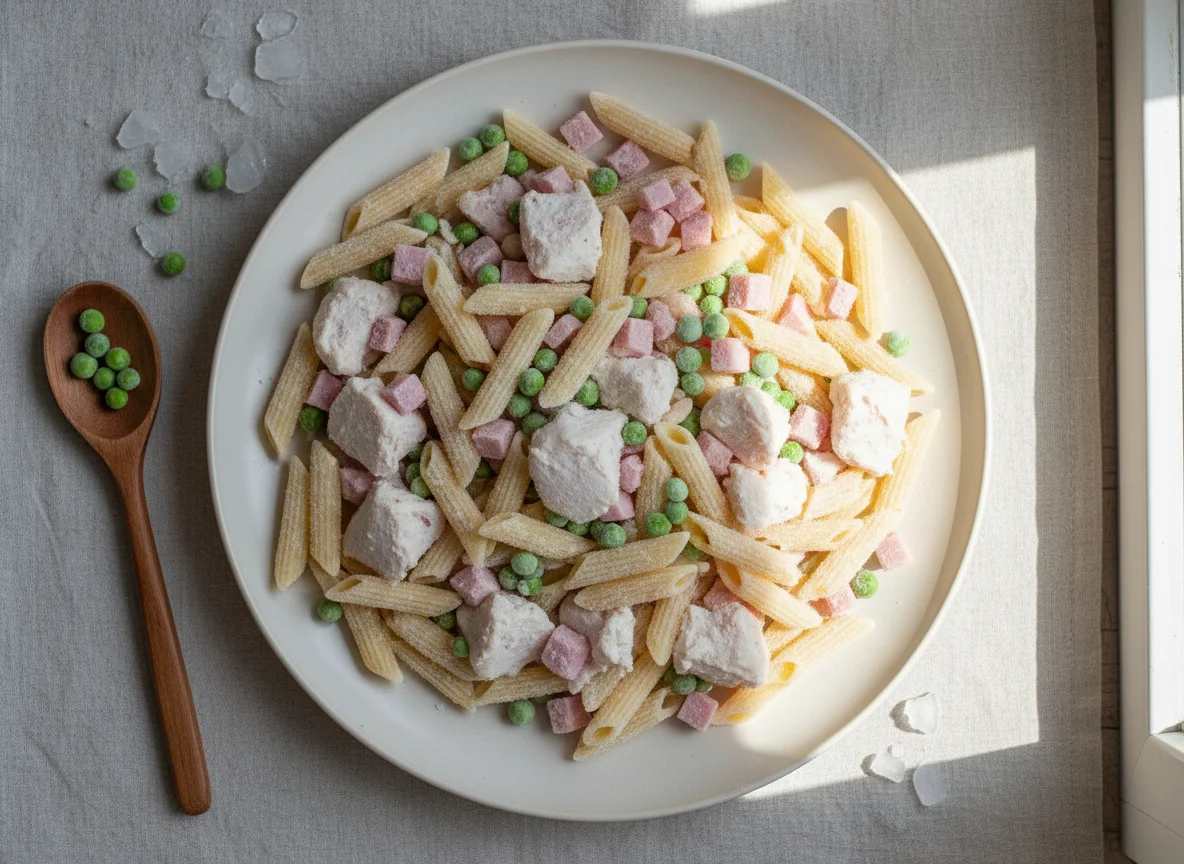 Frozen Penne Pasta with Chicken, Peas and Ham photo