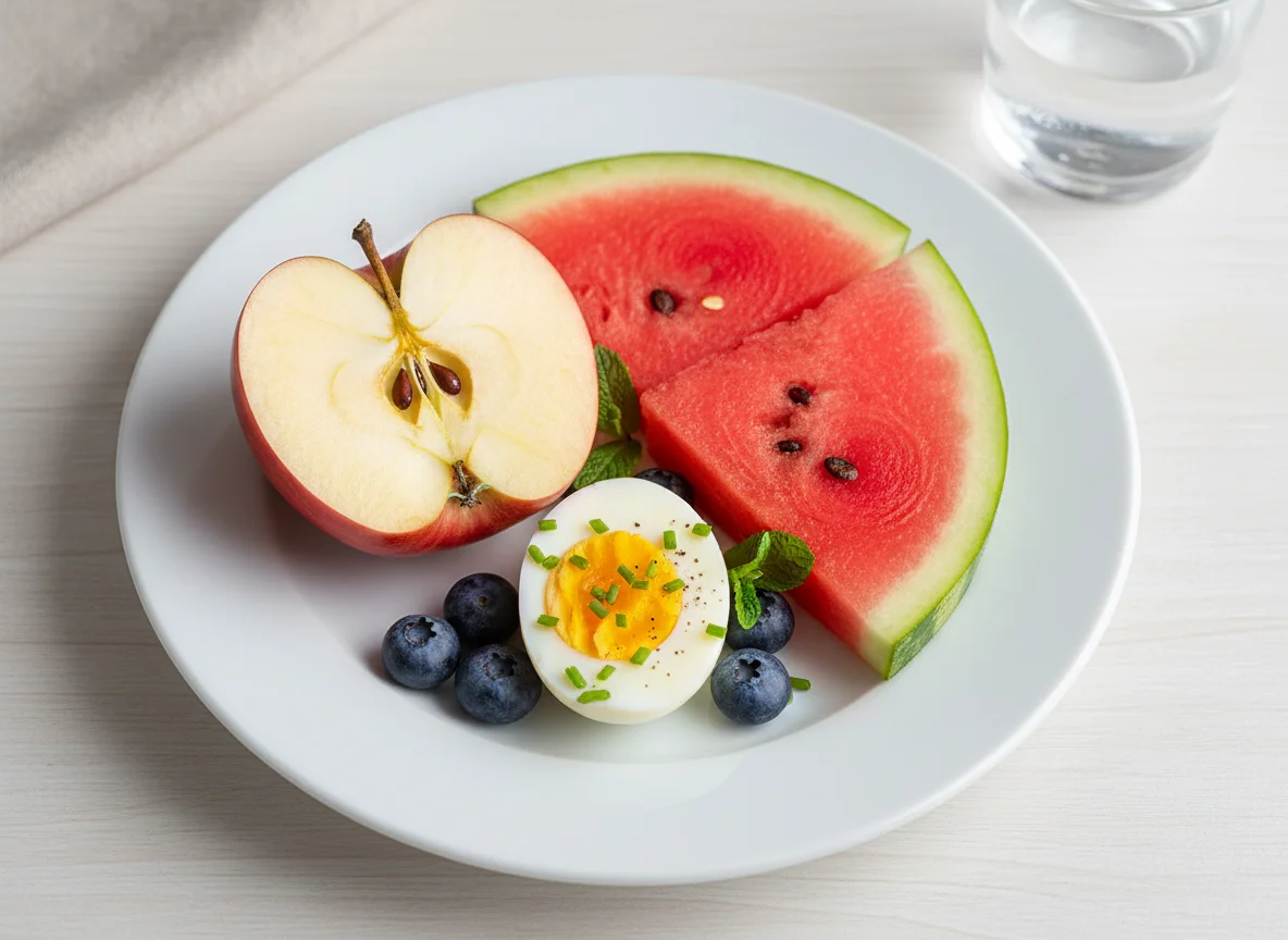 Fruit and Boiled Egg Plate photo