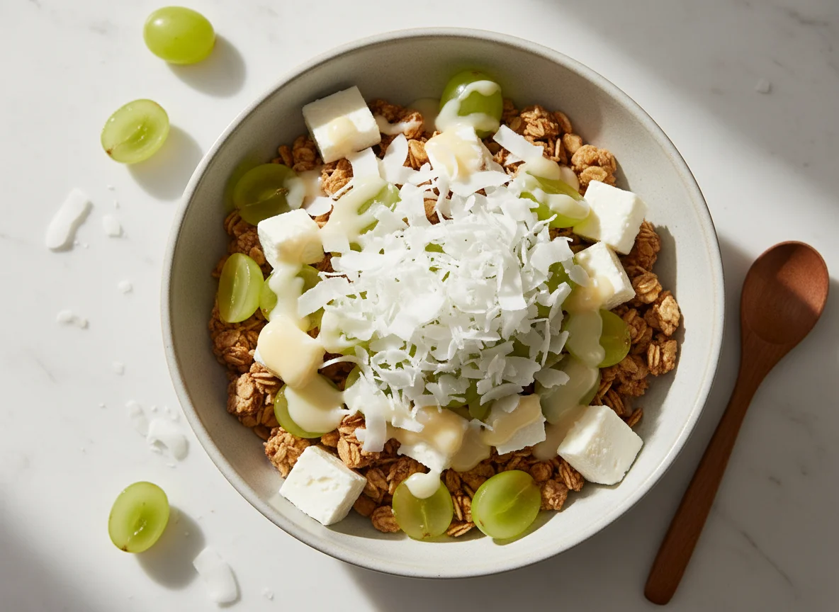 Fruit and Granola Bowl with Coconut and Cheese photo