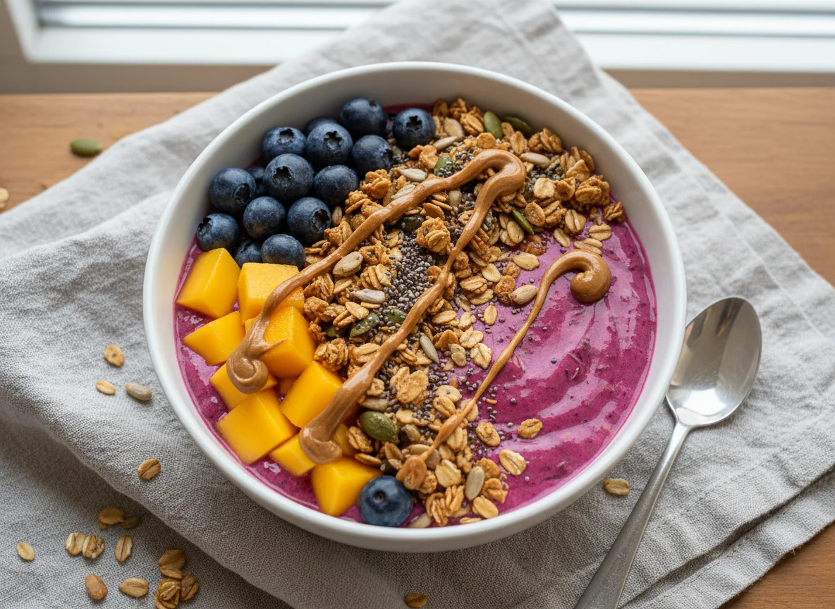 Fruit and Granola Yogurt Bowl with Almond Butter photo