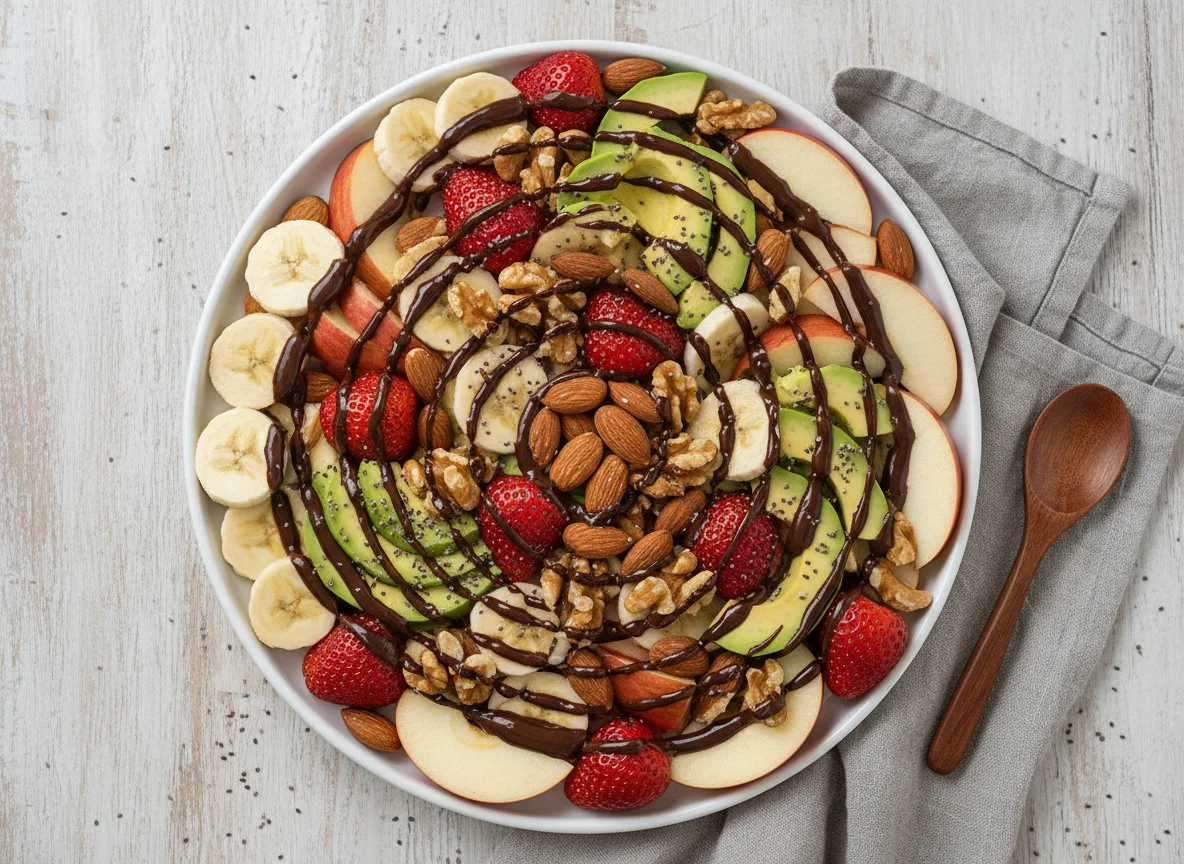 Fruit and Nut Platter with Chocolate Drizzle photo