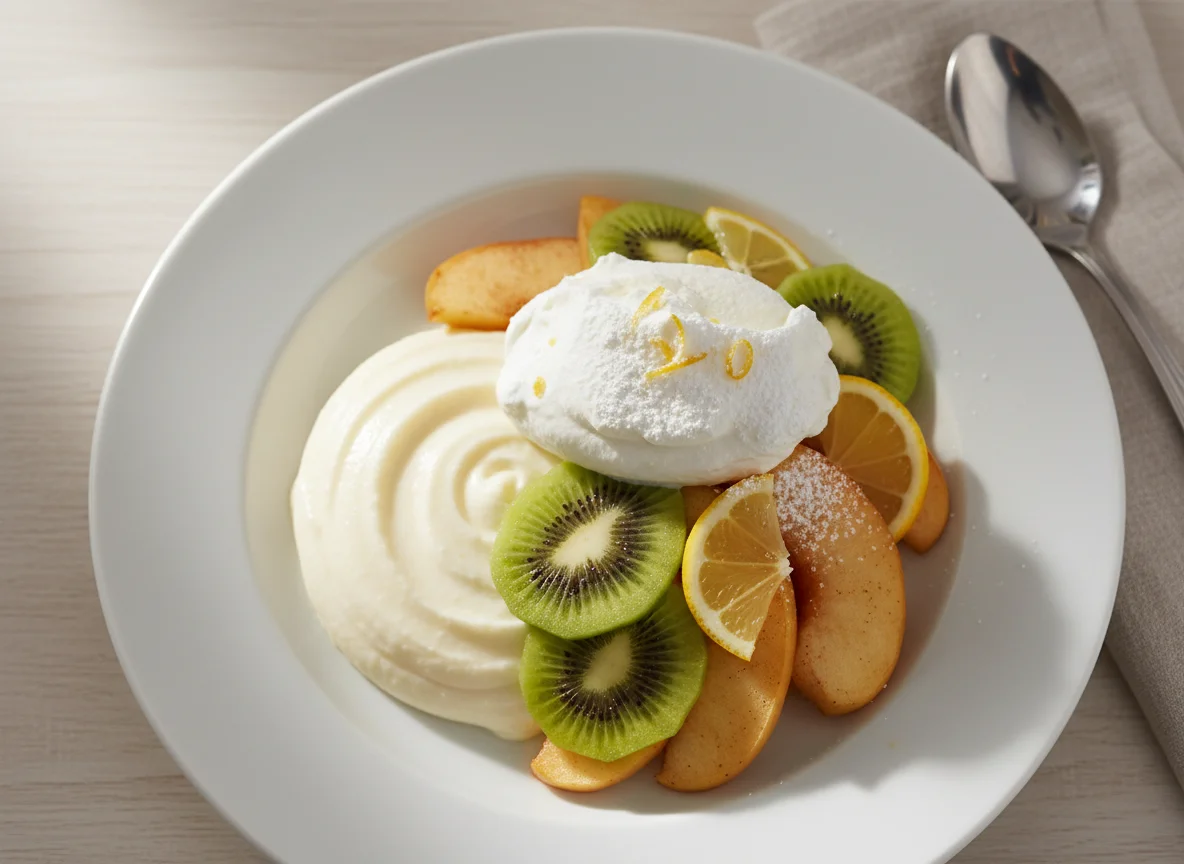 Fruit and Pudding Dessert with Apple photo
