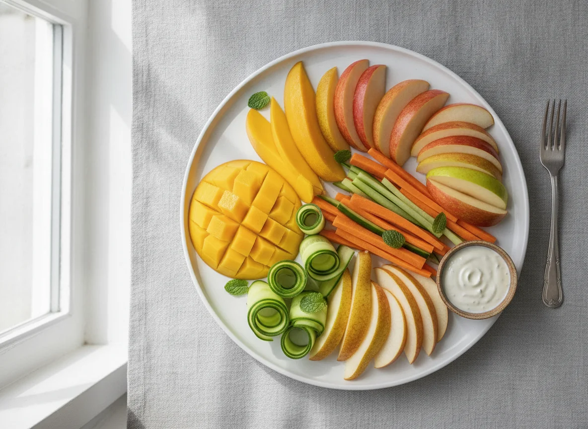 Fruit and vegetable platter photo