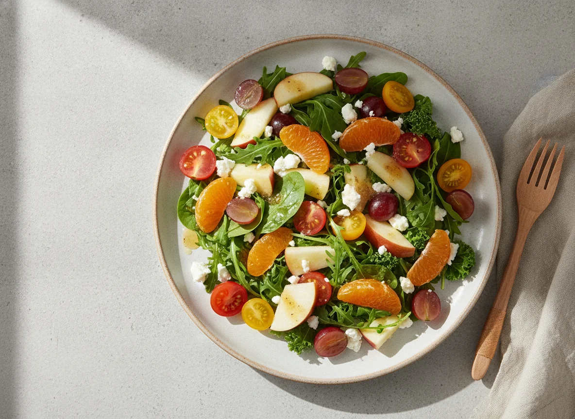 Fruit and Vegetable Salad with Cheese photo