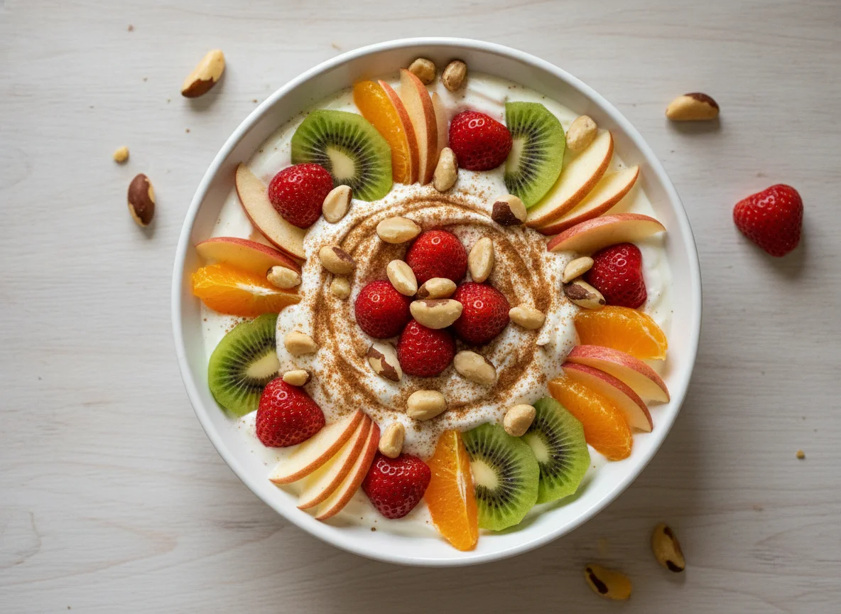 Fruit and Yogurt Bowl with Brazil Nuts photo
