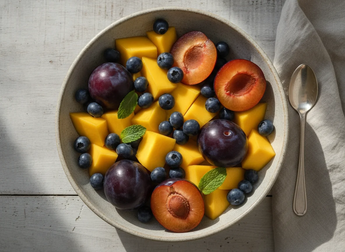Fruit Bowl with Plum photo