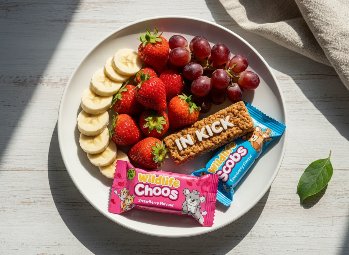 Fruit bowl with snacks photo