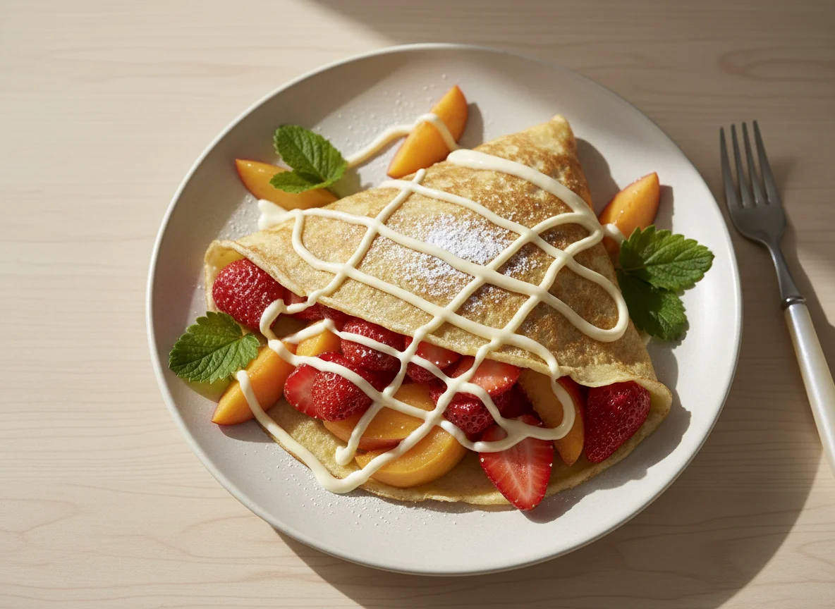 Fruit Crepe with White Drizzle photo