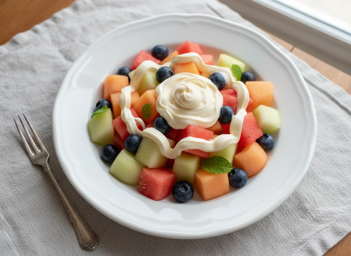 Fruit Salad with Mayonnaise Dressing photo