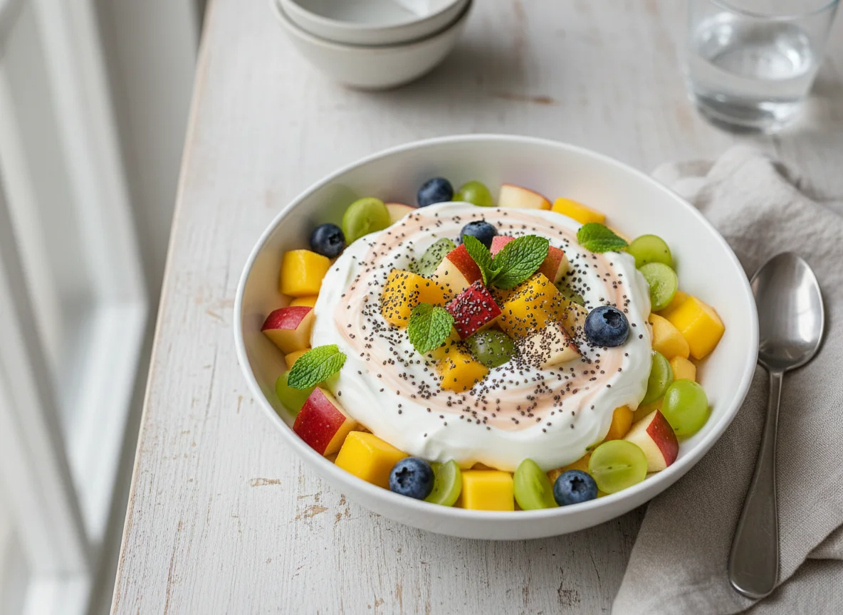 Fruit Salad with Yogurt and Chia Seeds photo