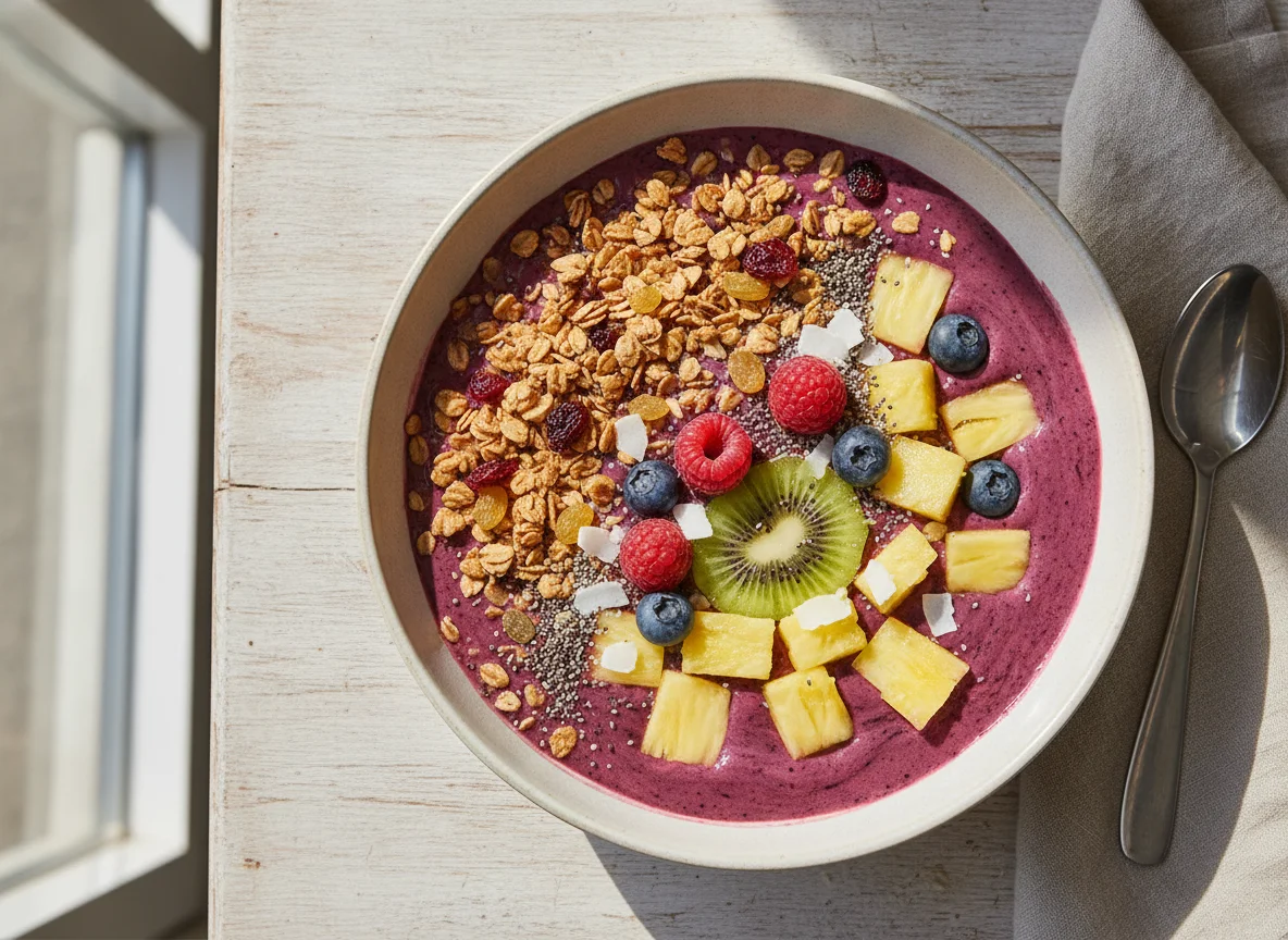 Fruit Smoothie Bowl with Granola photo