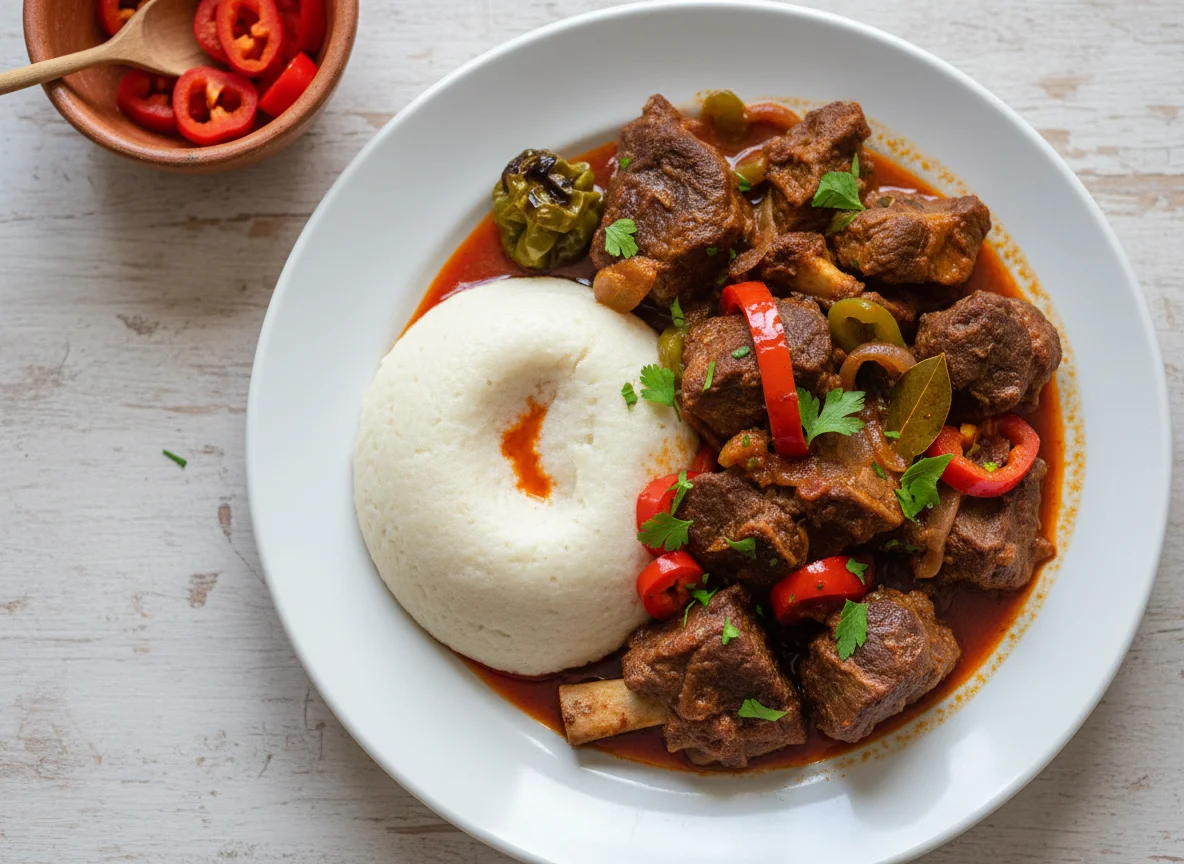 Fufu with Goat Meat Stew photo