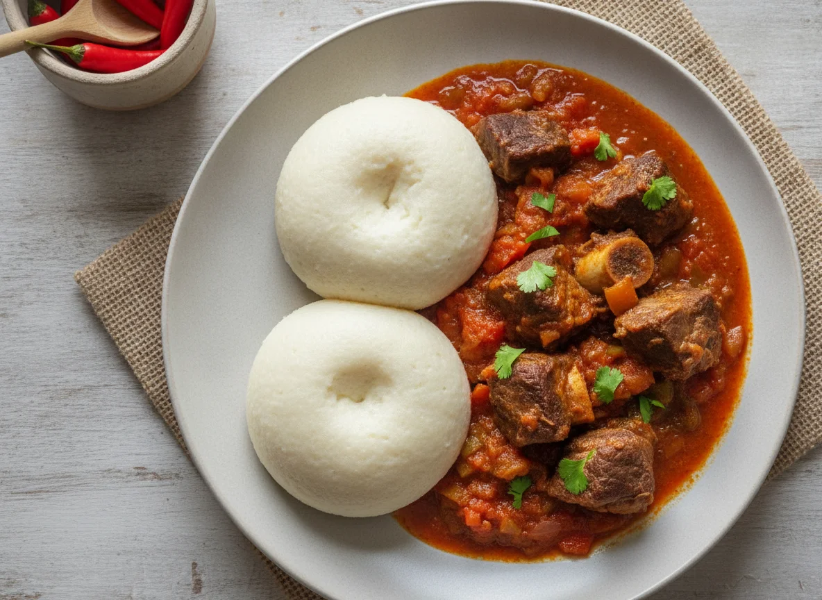Fufu with Stewed Meat photo