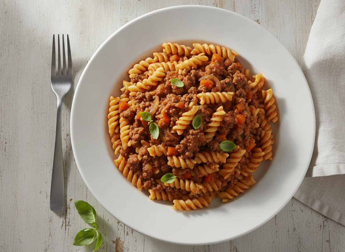 Fusilli Pasta with Beef Bolognese photo