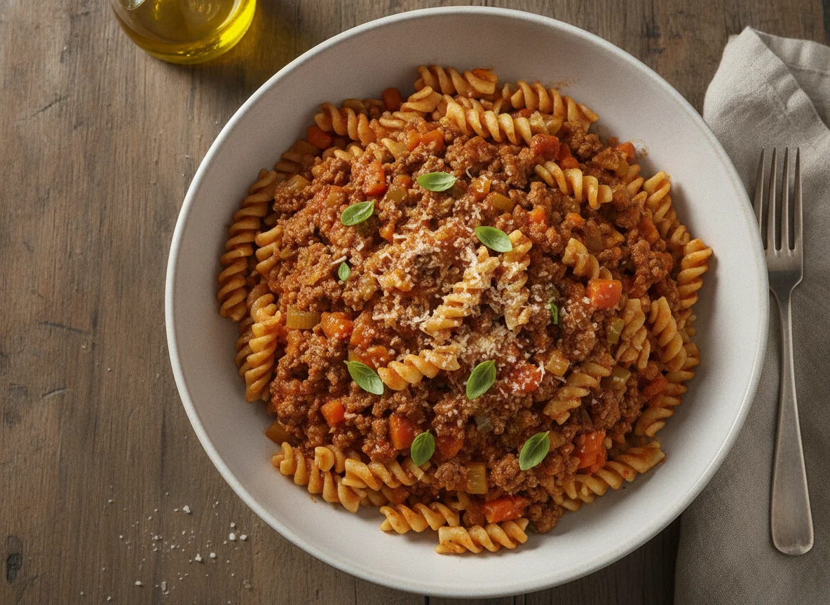 Fusilli Pasta with Bolognese Sauce photo