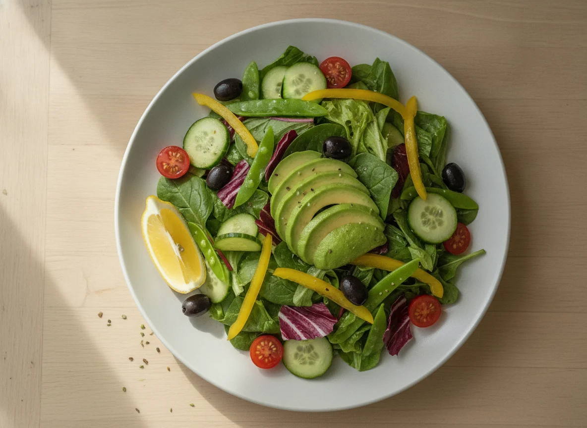 Garden Salad with Avocado and Lemon photo