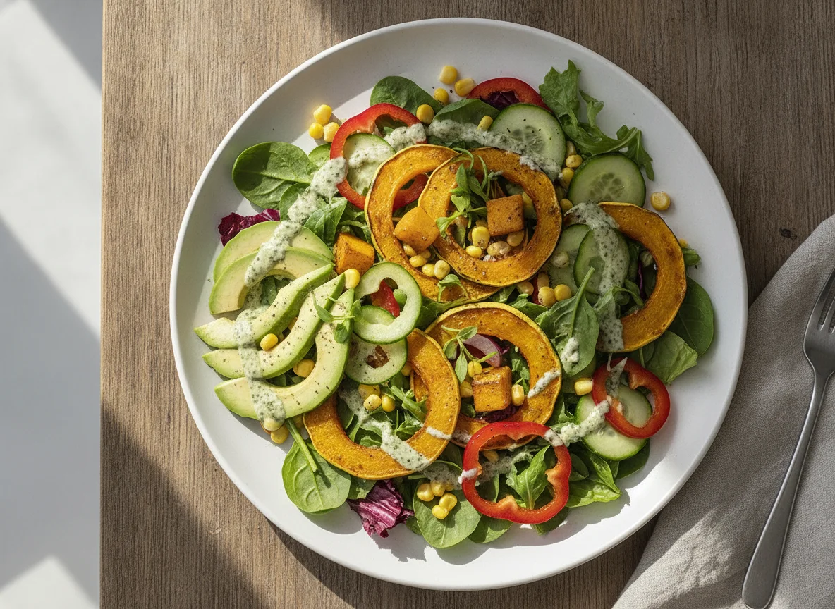 Garden Salad with Avocado and Squash photo