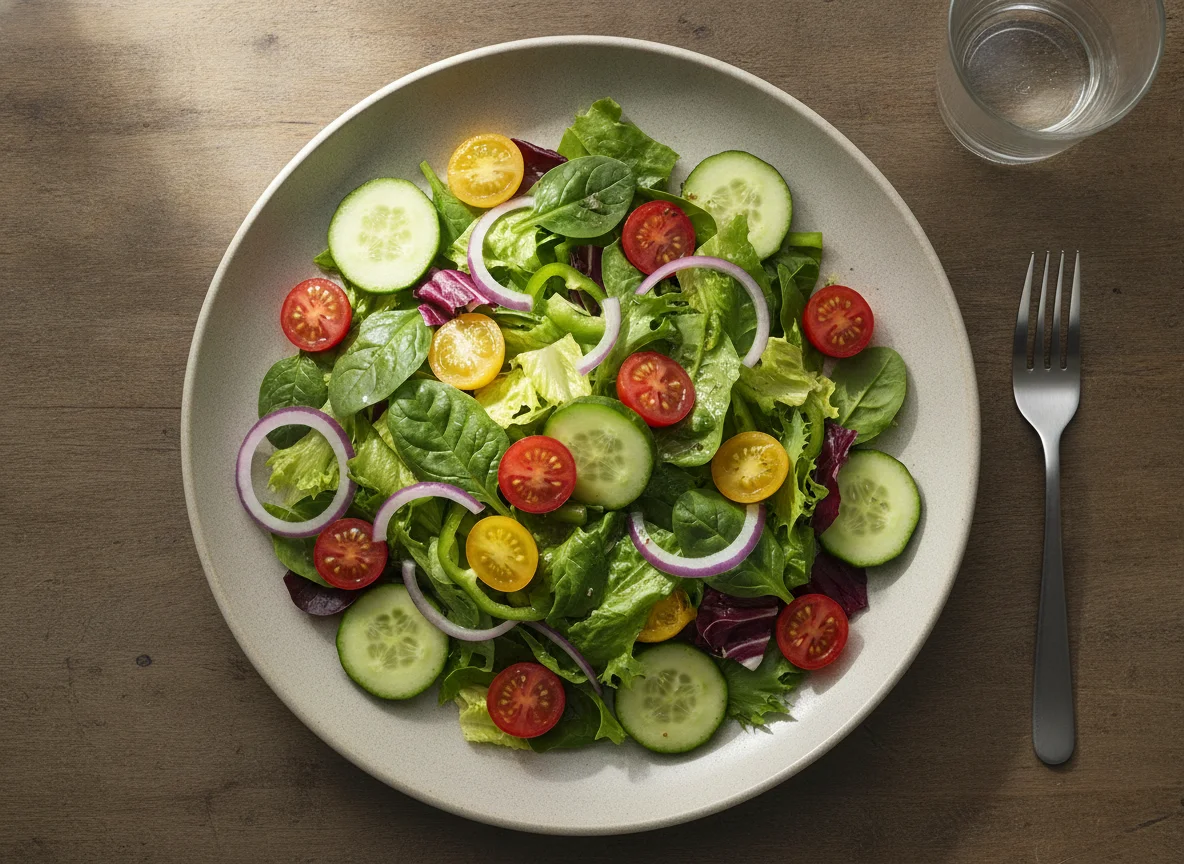 Garden Salad with Cherry Tomatoes and Cucumber photo