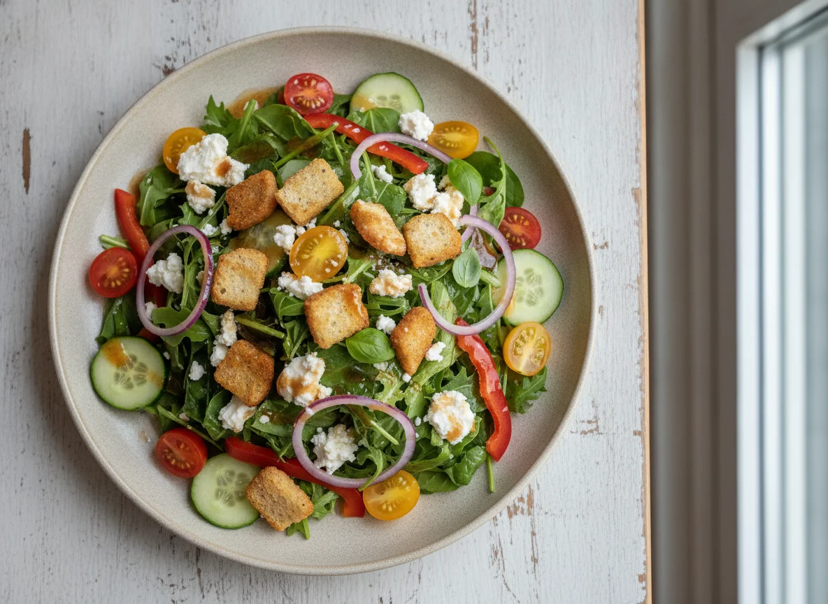 Garden Salad with Chèvre and Maple Balsamic Vinaigrette photo