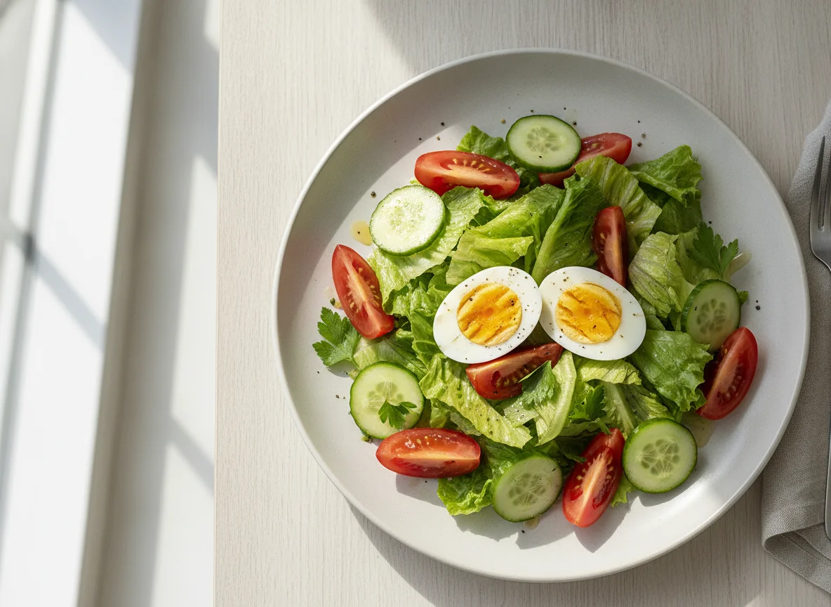 Garden Salad with Hard-Boiled Eggs photo