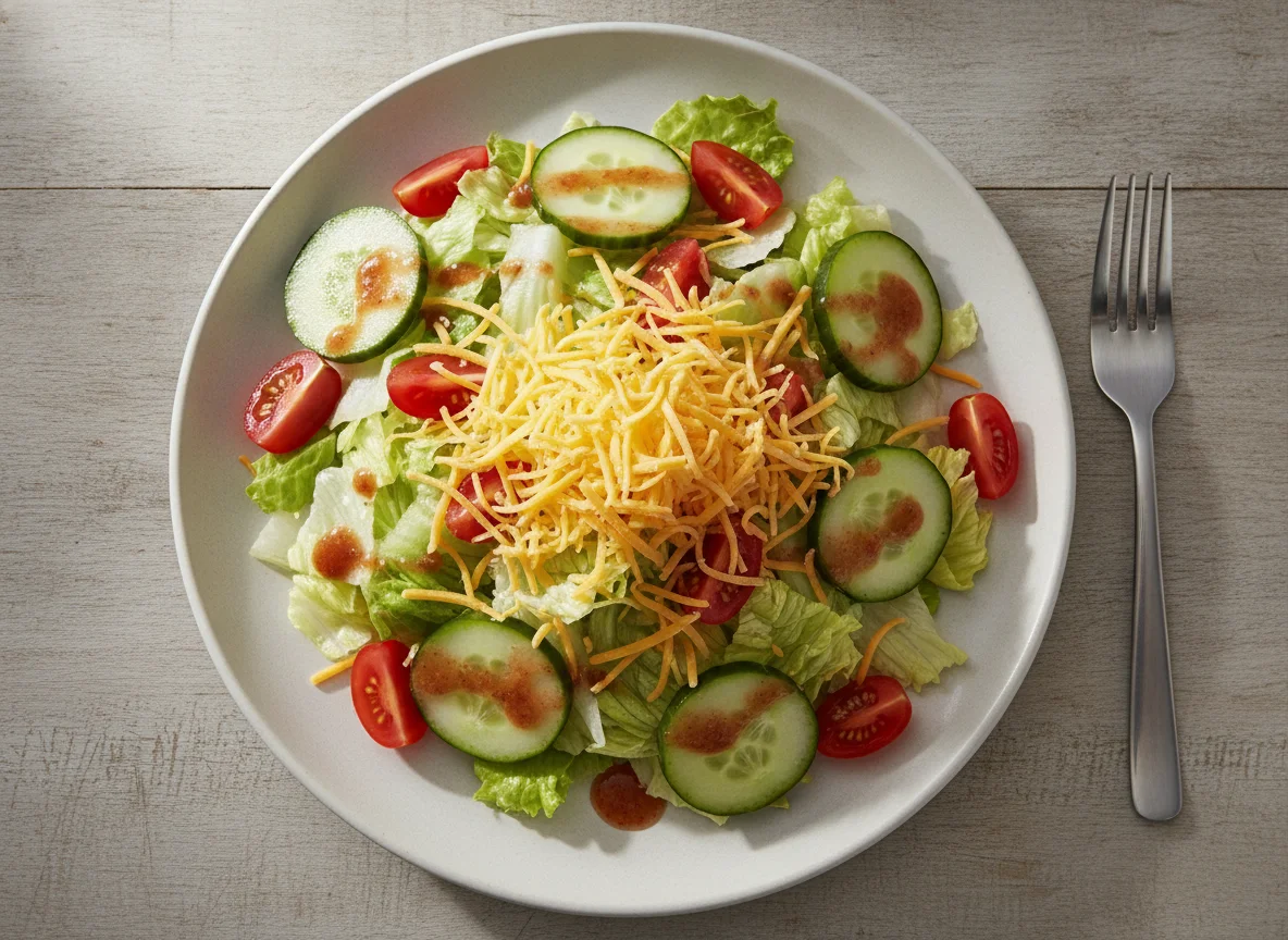Garden Salad with Shredded Cheese and Vinaigrette photo