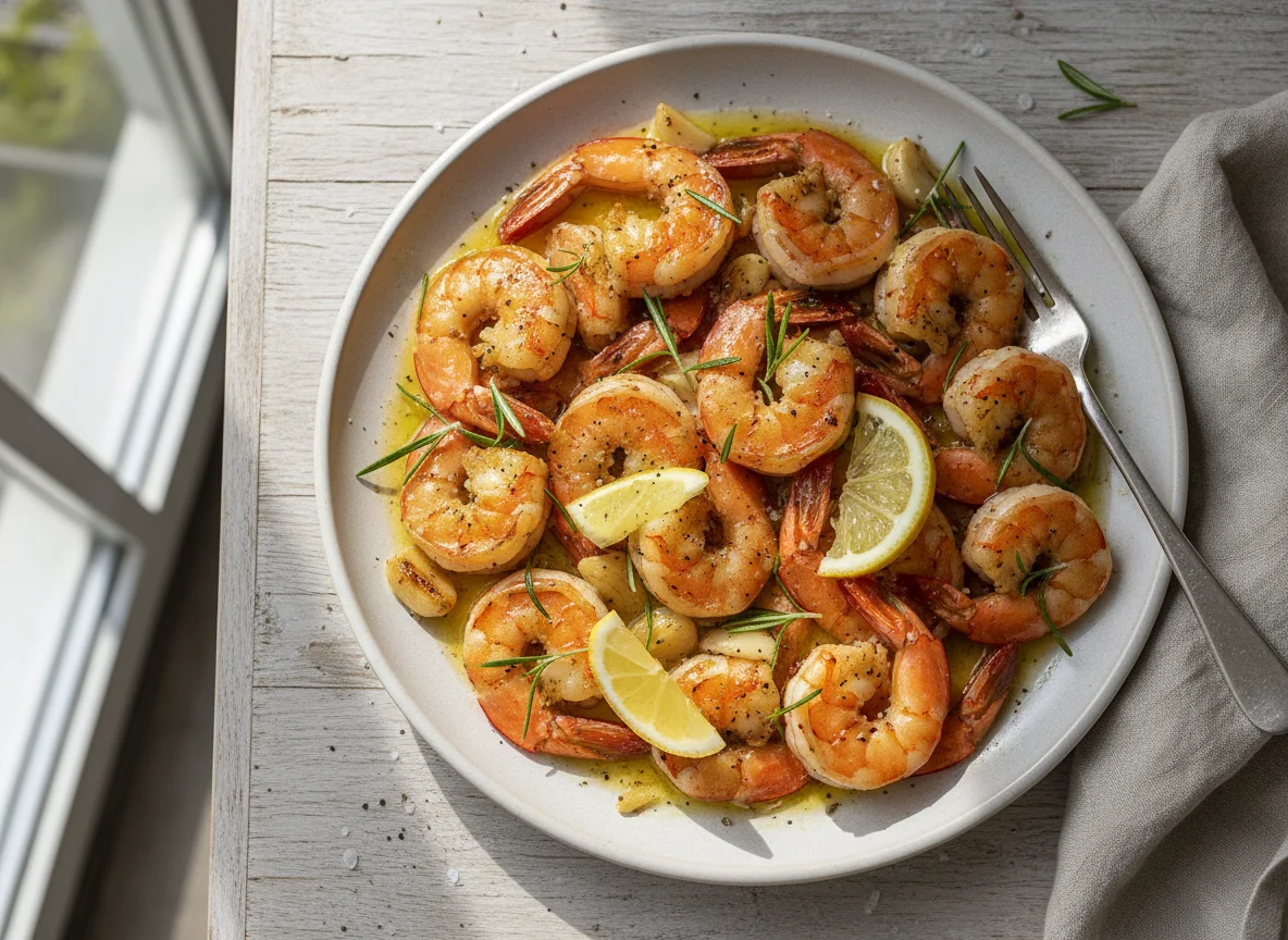 Garlic Butter Prawns with Rosemary and Lemon photo