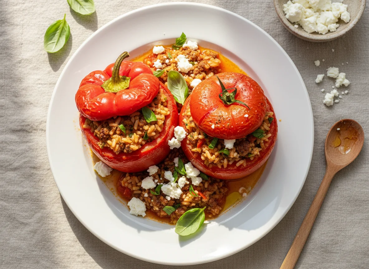 Gemista (Stuffed Vegetables) with Feta photo