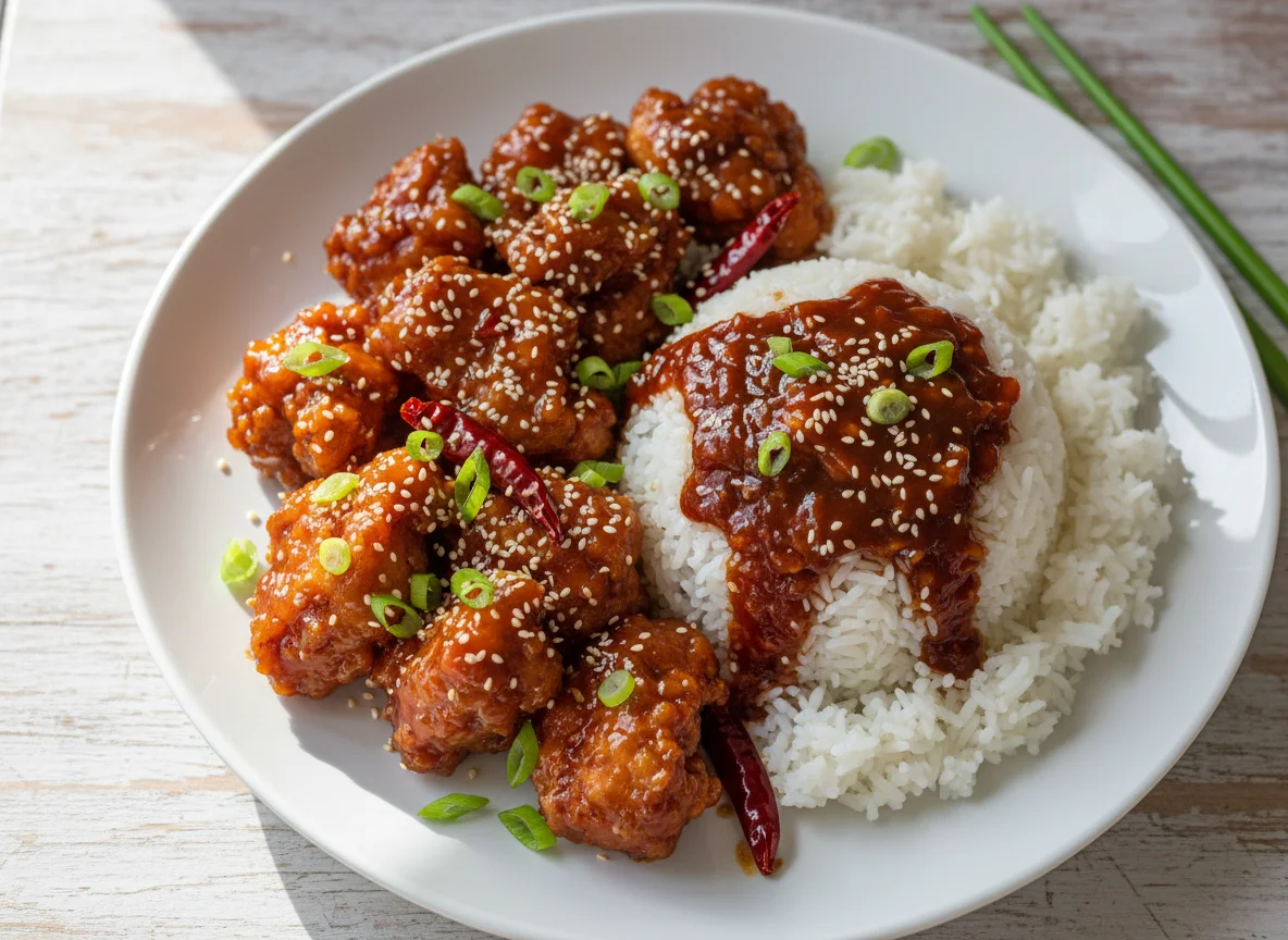 General Tso's Chicken with White Rice photo