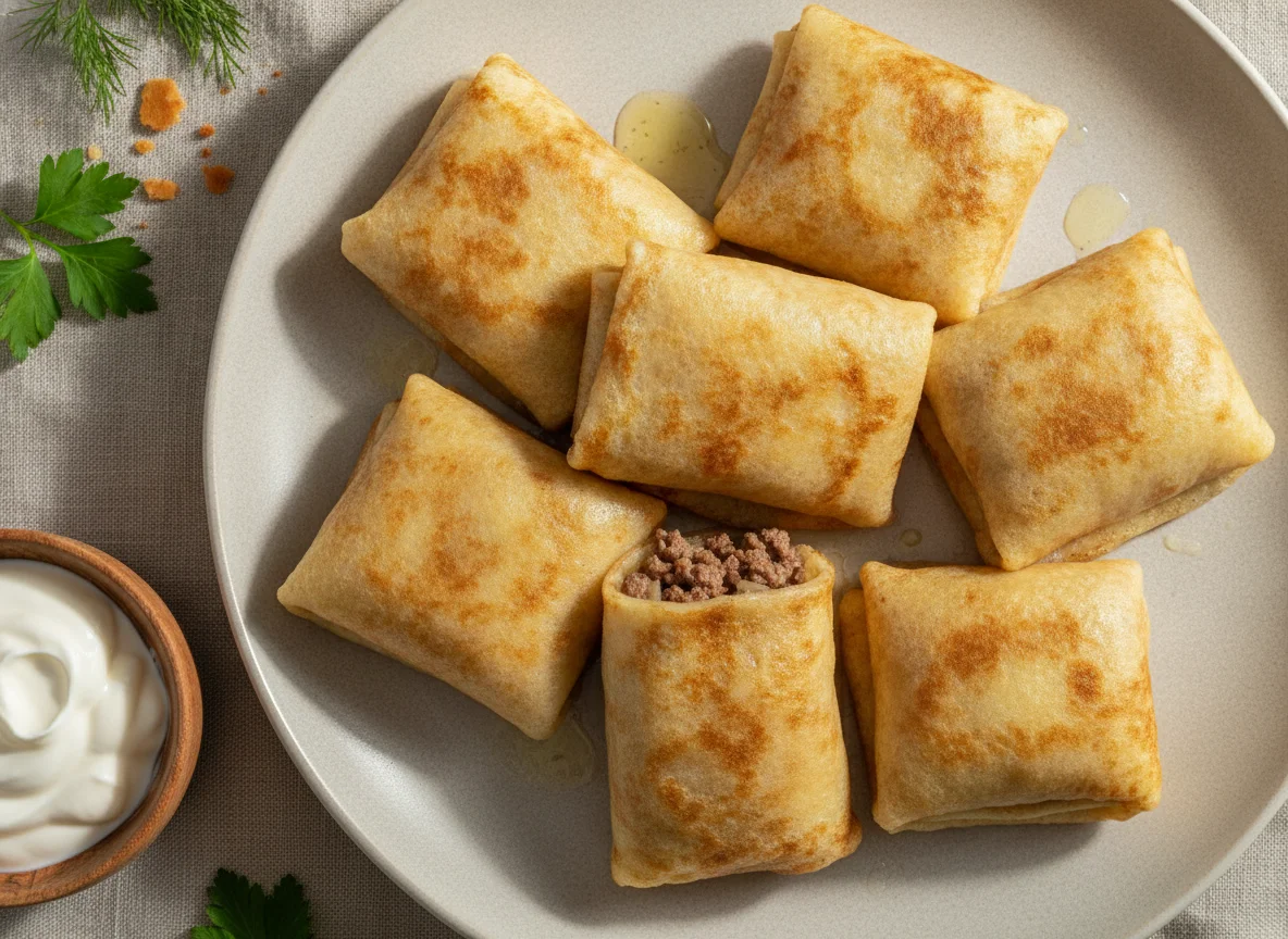 Georgian Blini with Meat Filling photo