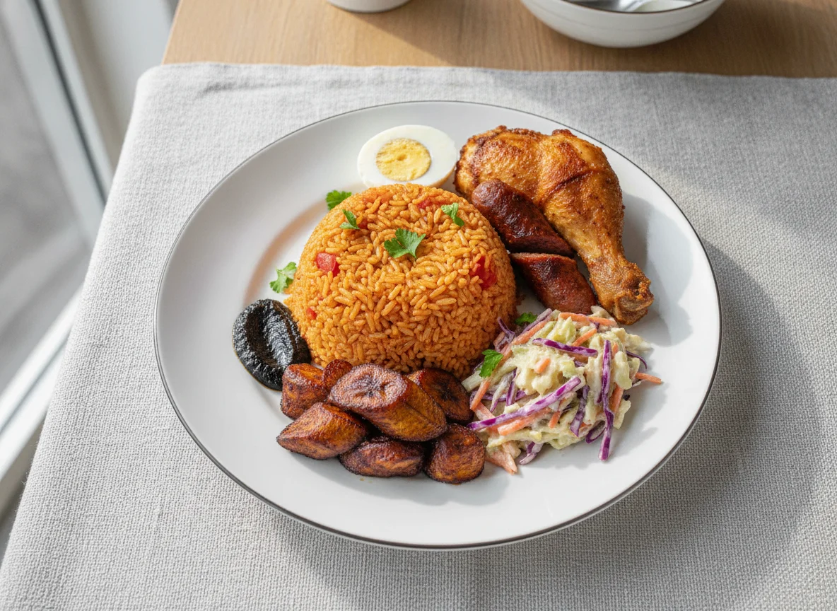 Ghanaian Jollof Rice Platter photo