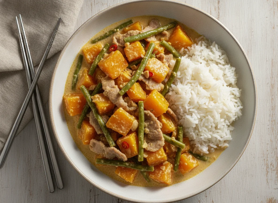 Ginisang Kalabasa at Sitaw with White Rice photo