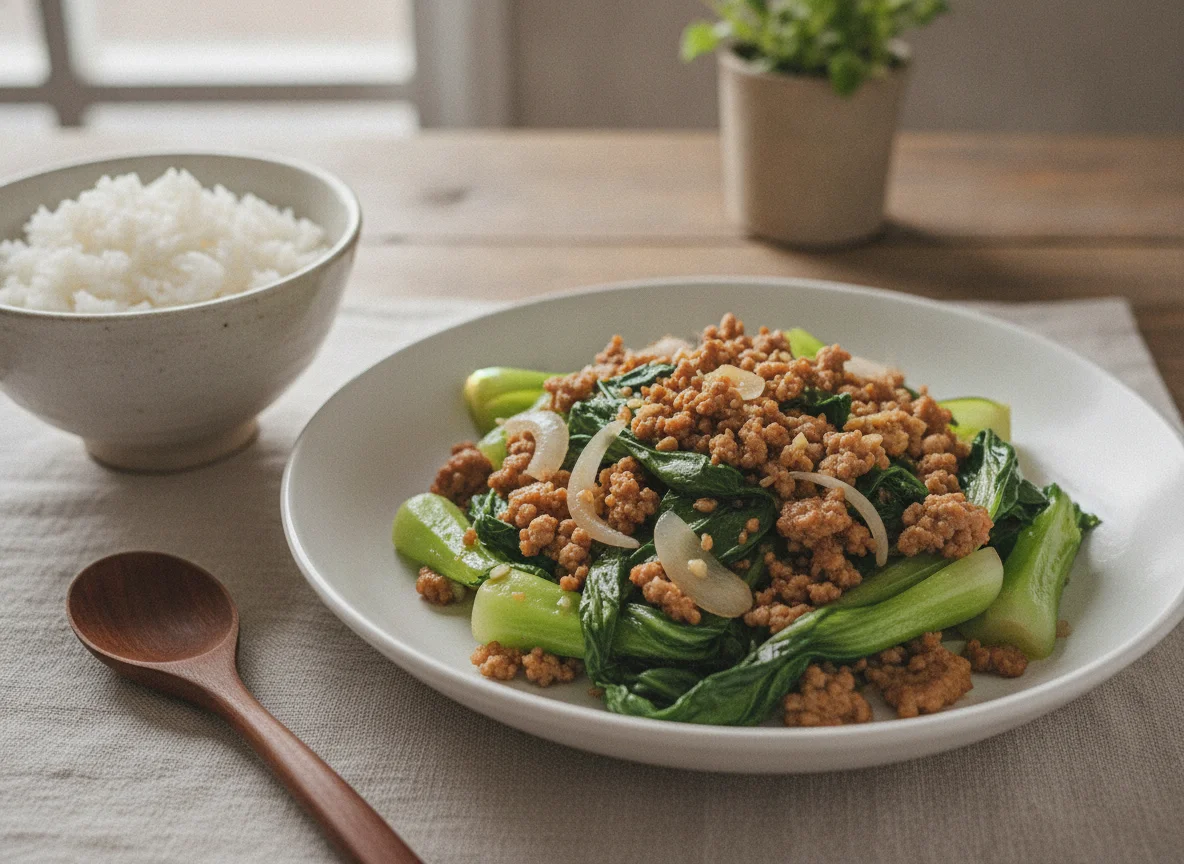 Ginisang Pechay with Ground Pork photo