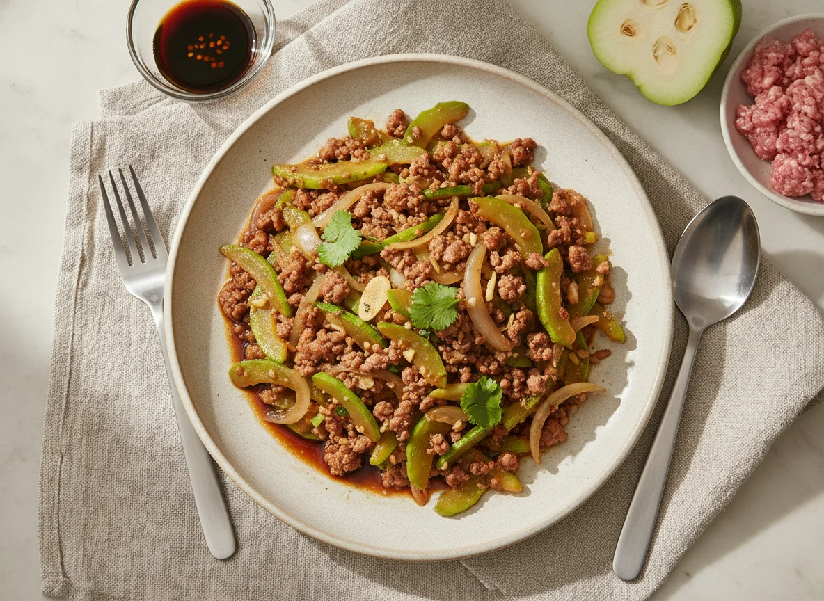 Ginisang Sayote with Ground Pork photo