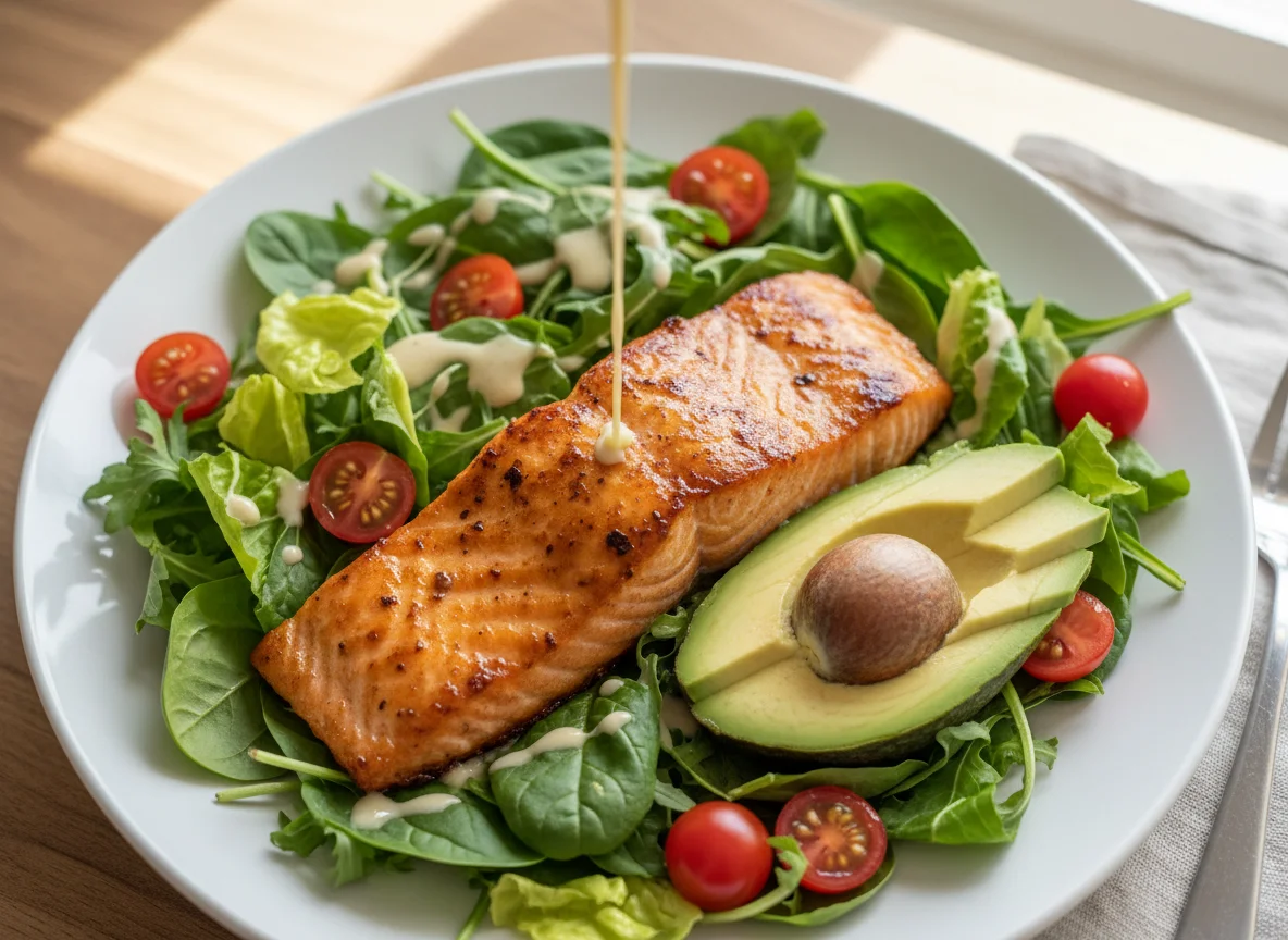 Glazed Salmon Salad with Avocado photo