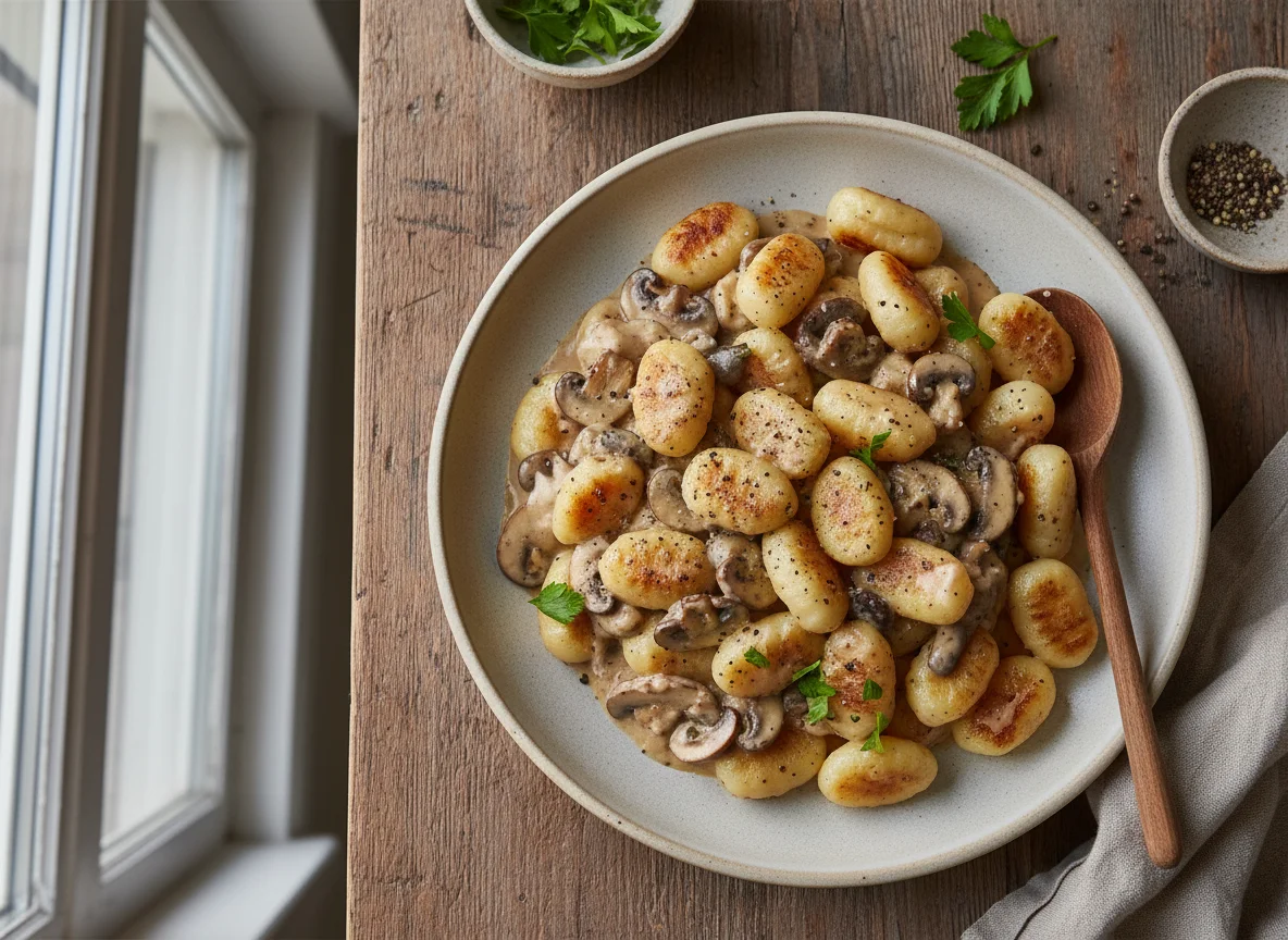 Gnocchi with Creamy Mushroom Sauce photo