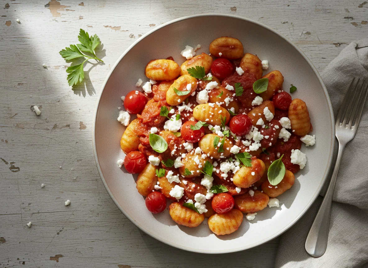 Gnocchi with Tomato Sauce and Feta photo