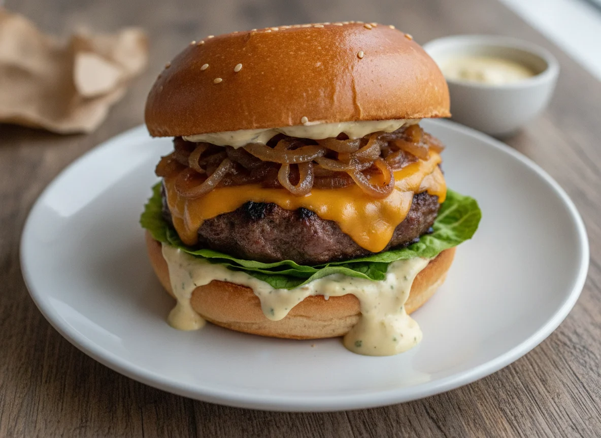Gourmet Beef Burger on Toasted Brioche photo