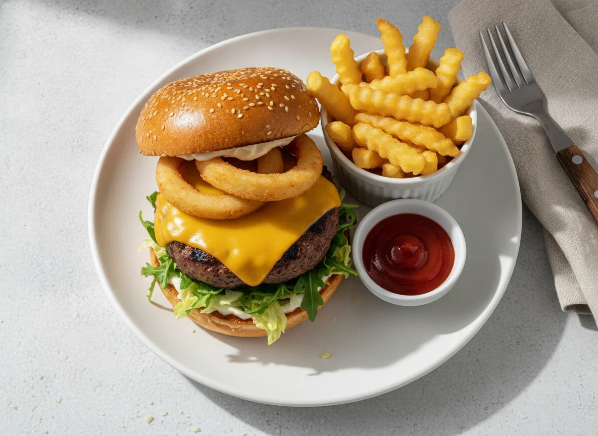 Gourmet Burger with Fries photo