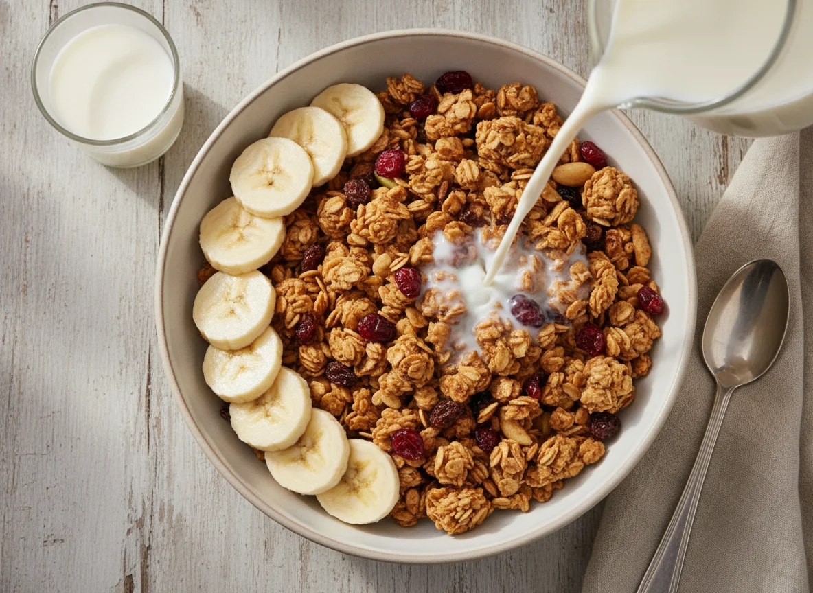 Granola with Banana and Dried Fruit photo