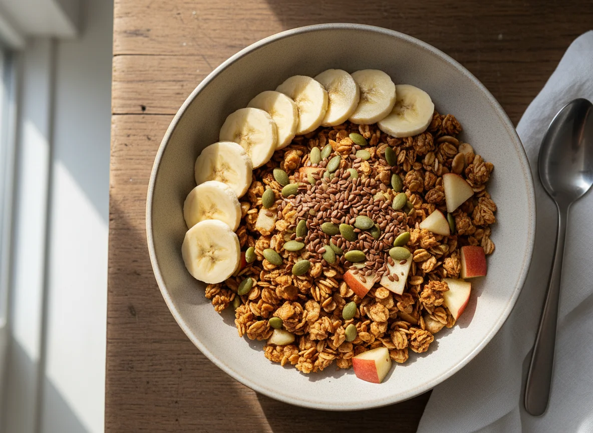 Granola with fruits and seeds photo