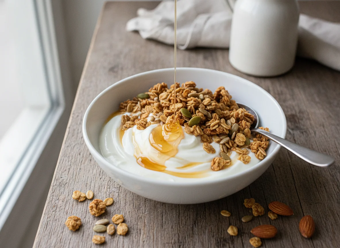 Granola with Greek Yogurt and Honey photo
